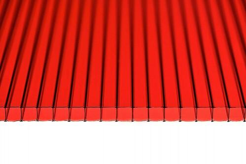 Сотовый поликарбонат 4,0 мм красный ULTRAMARIN, 6000х2100/1200х2100, плотность 0.5 кг/м²