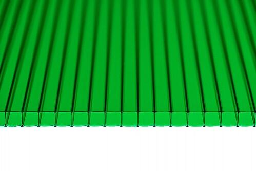 Сотовый поликарбонат 4,0 мм зеленый SUNNEX, 6000х2100/1200х2100, плотность 0.55 кг/м²
