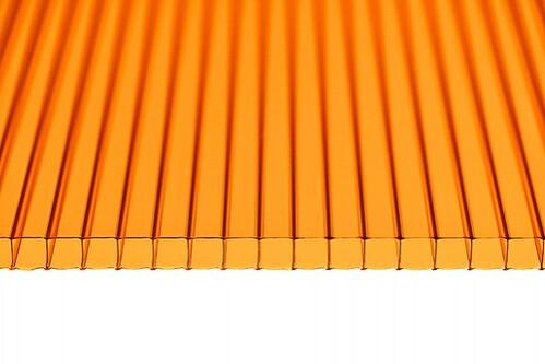 Сотовый поликарбонат 10 мм оранжевый SOTALIGHT, 6000х2100/1200х2100, плотность 1.1 кг/м²